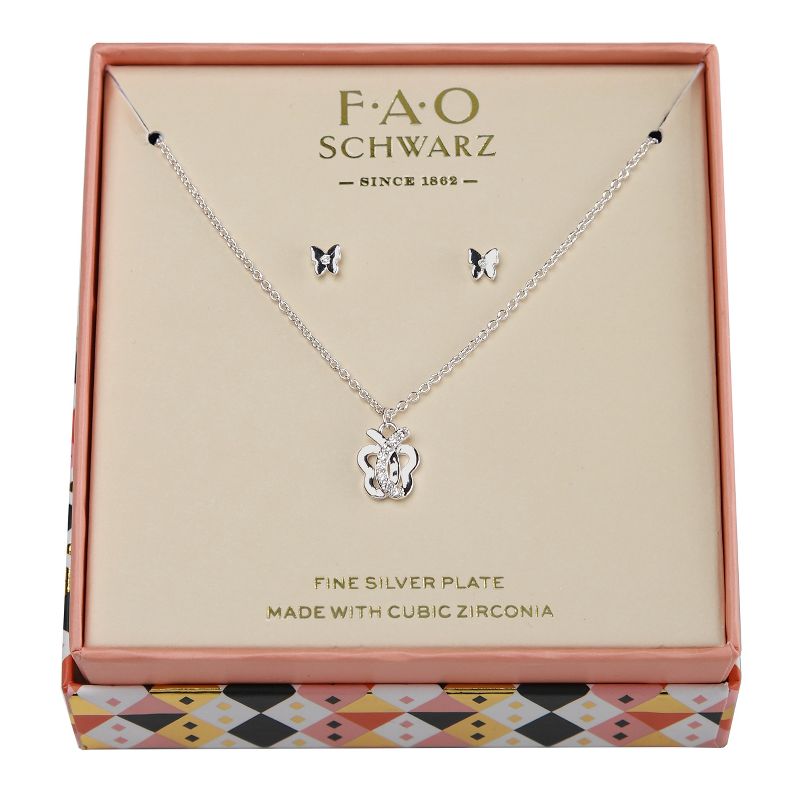 FAO Schwarz Butterfly Necklace and Earring Set
