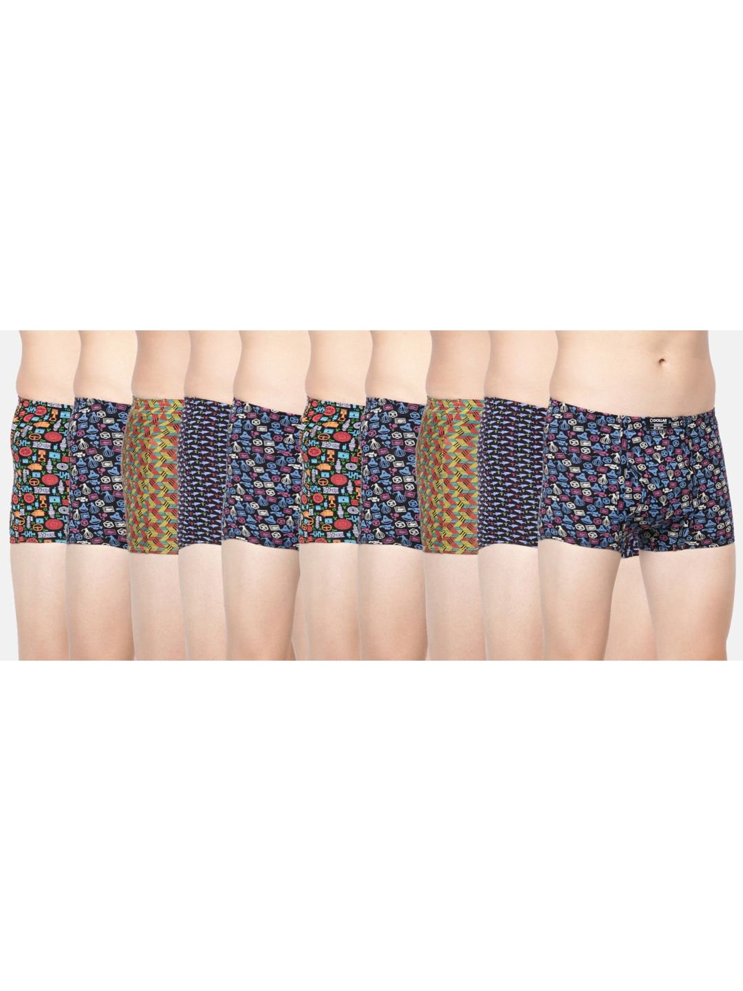 Dollar Bigboss Multicolored Cotton Regular Fit Printed Trunks (Pack of 10)