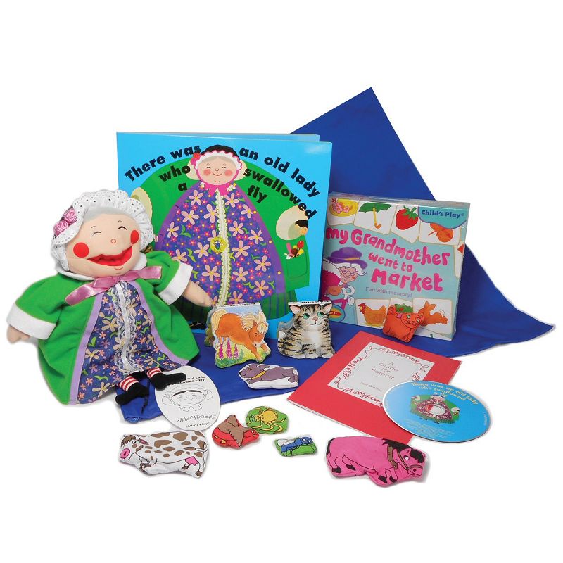 There Was an Old Lady Who Swallowed a Fly Story Sack with Little Old Lady Doll