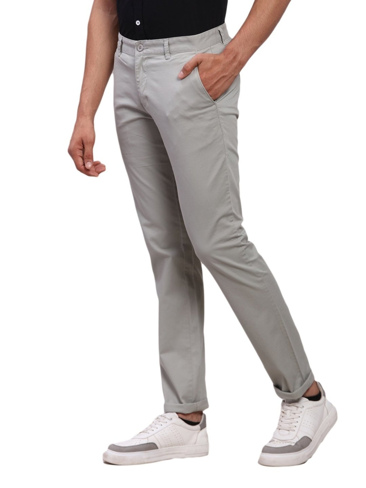 Parx Green Tapered Fit Trousers