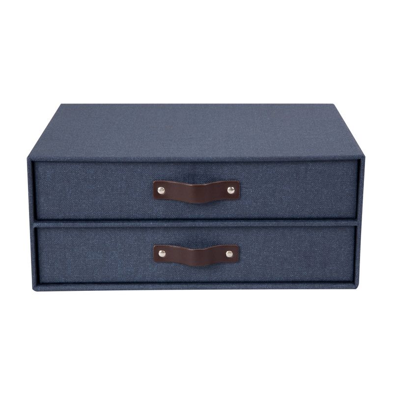 Birger 2-Drawer Canvas File Box Blue - Bigso Box of Sweden