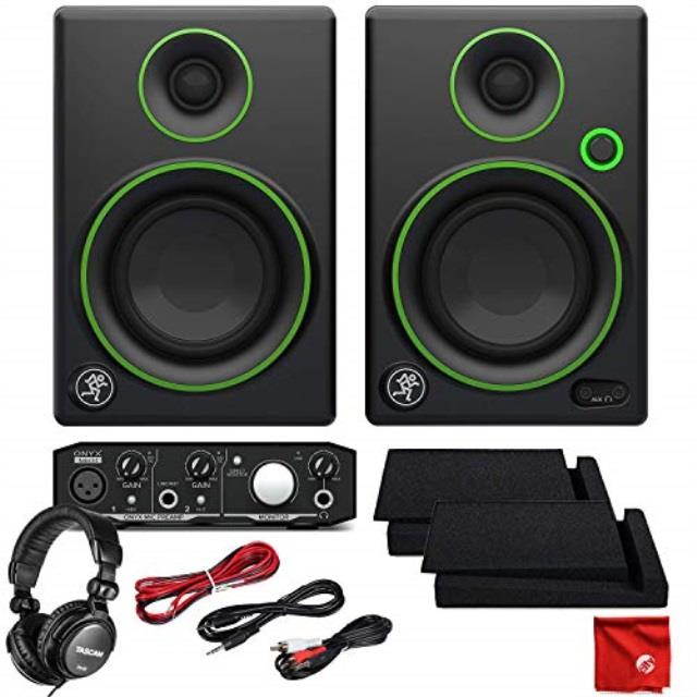 Mackie CR3-X 3-Inch Creative Reference Multimedia Monitors Bundle with Mackie Onyx Artist 1-2 USB Audio Interface, Pro Tools DAW Software, TH-02 Closed Back Headphones, 2x 10-Foot TRS Cable