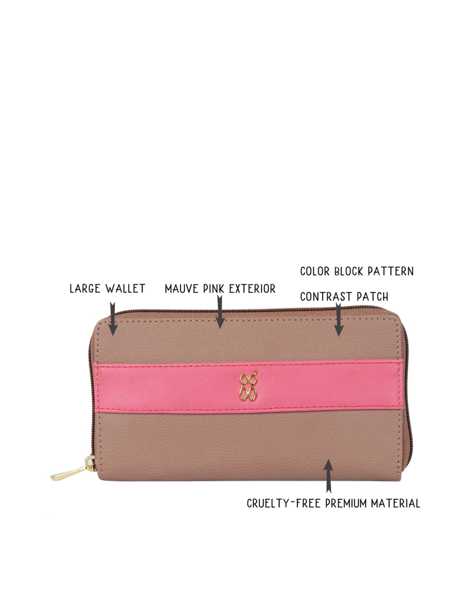 Baggit Pink Solid Zip Around Wallet for Women