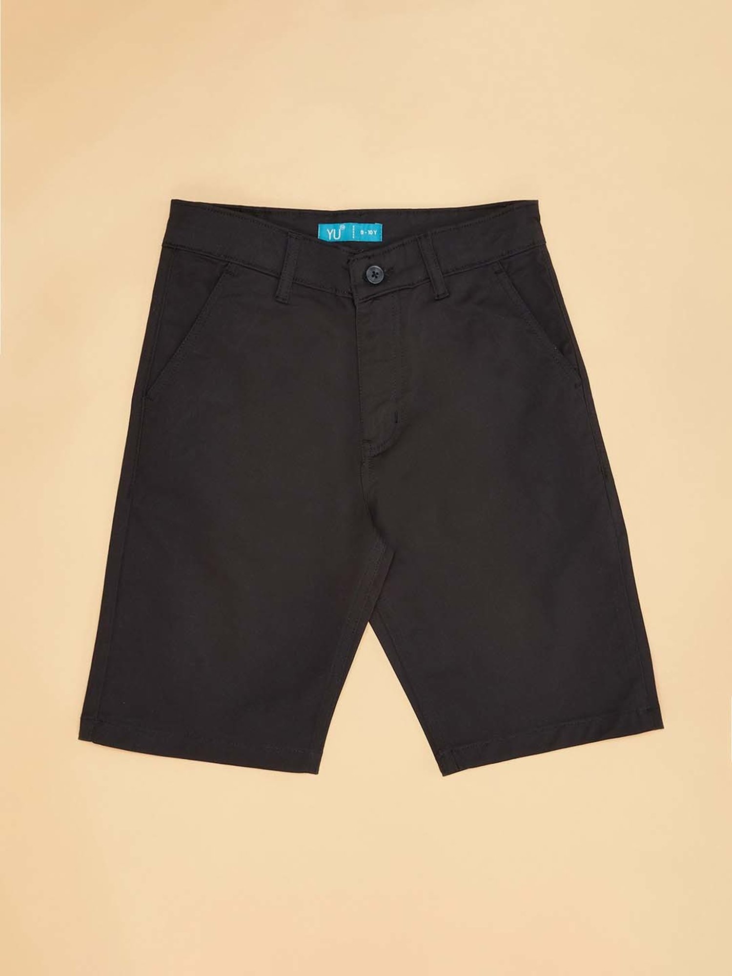 YU by Pantaloons Kids Black Cotton Regular Fit Shorts