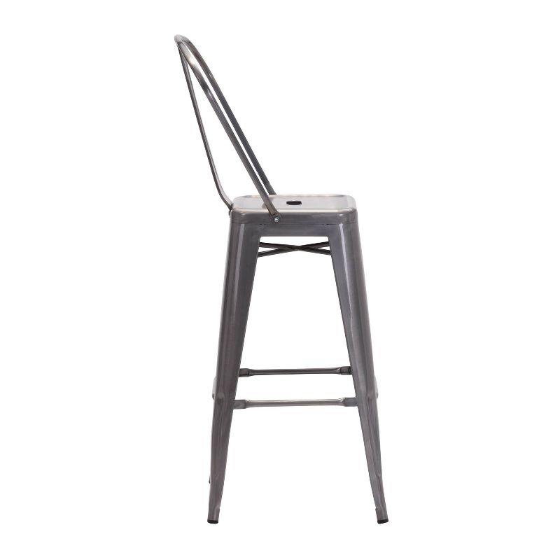 Set of 2 Industrial Gunmetal Steel Barstools - Zm Home