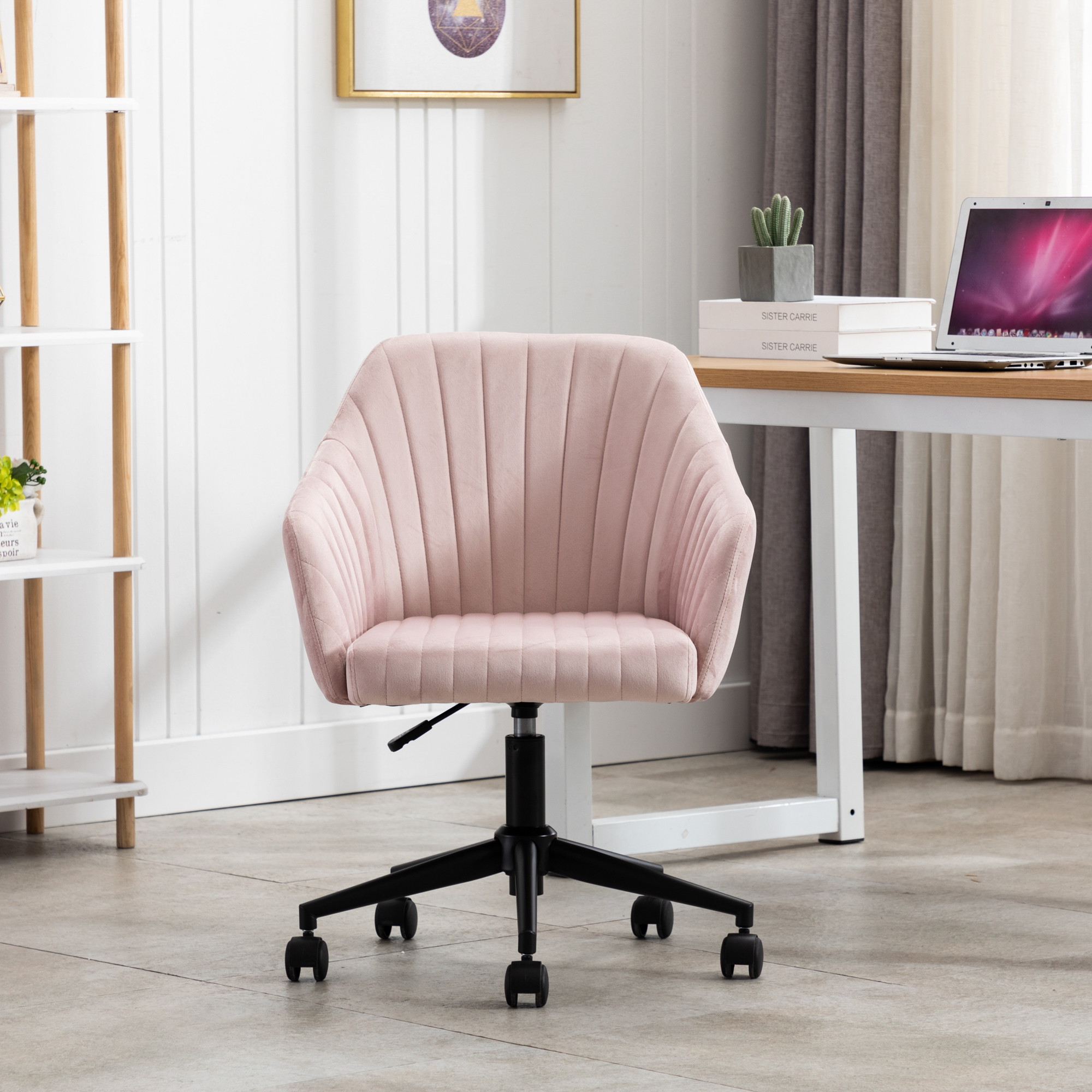 Home Office chair with Middle back, Modern Design velvet chair with arms