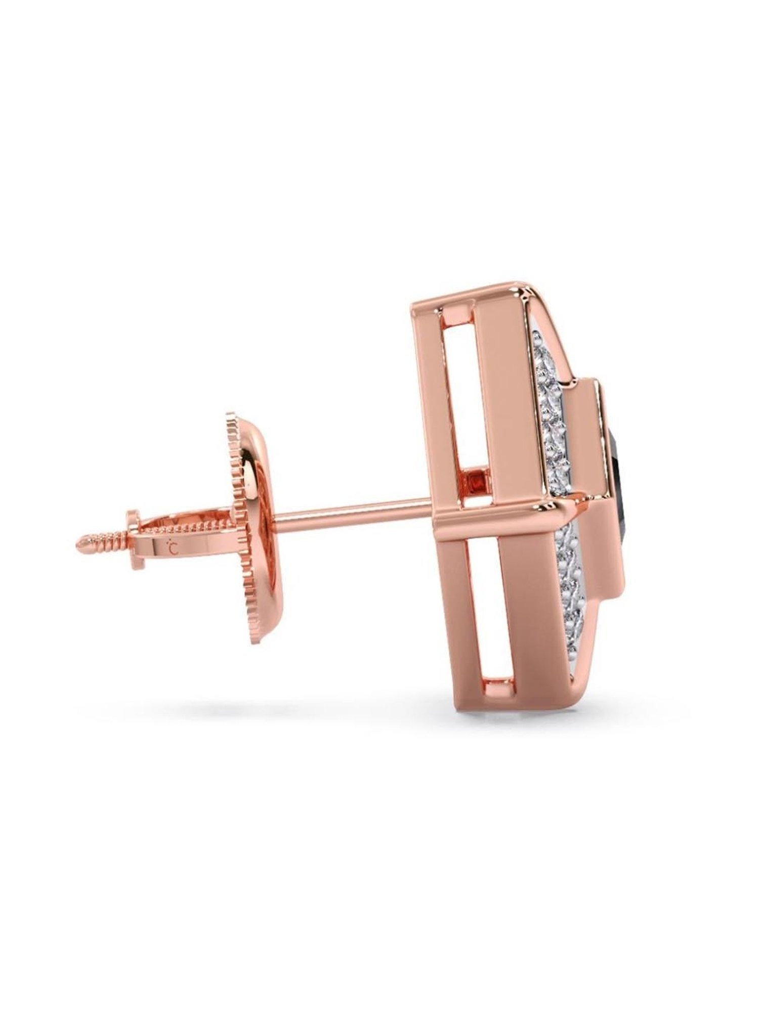 Candere by Kalyan Jewellers 18k Gold Diamond Single Ear Stud Earring Black Onyx Collection for Men