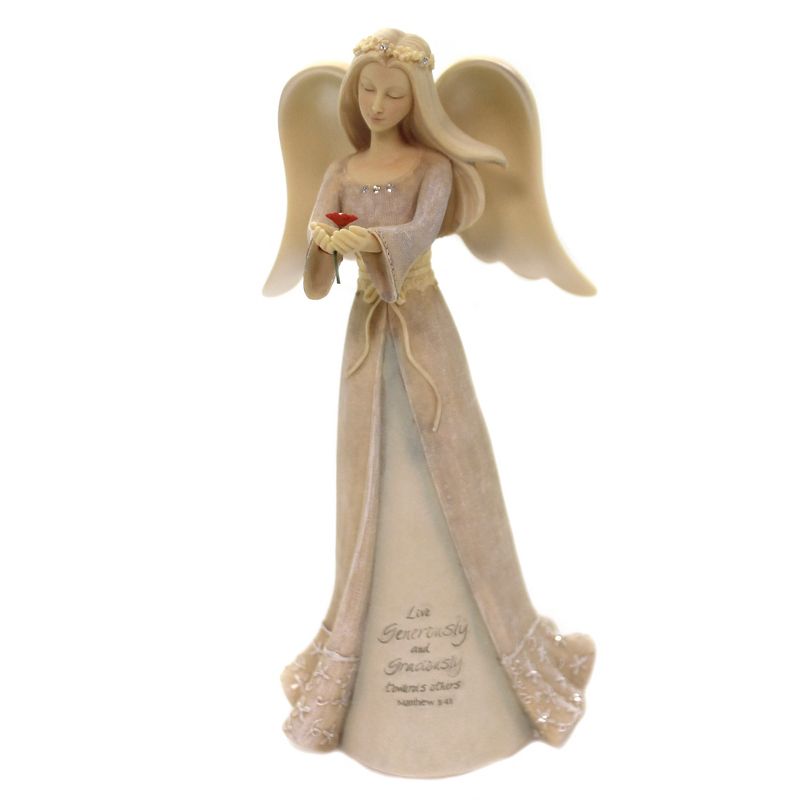 Foundations 7.5" Angel Of Generosity Flower Love Inspiring Message  -  Decorative Figurines