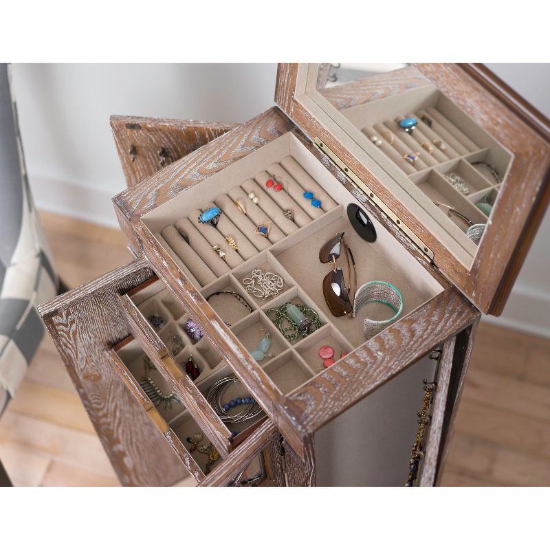 Celine Standing Jewelry Armoire Ceruse Oak Brown - Hives & Honey