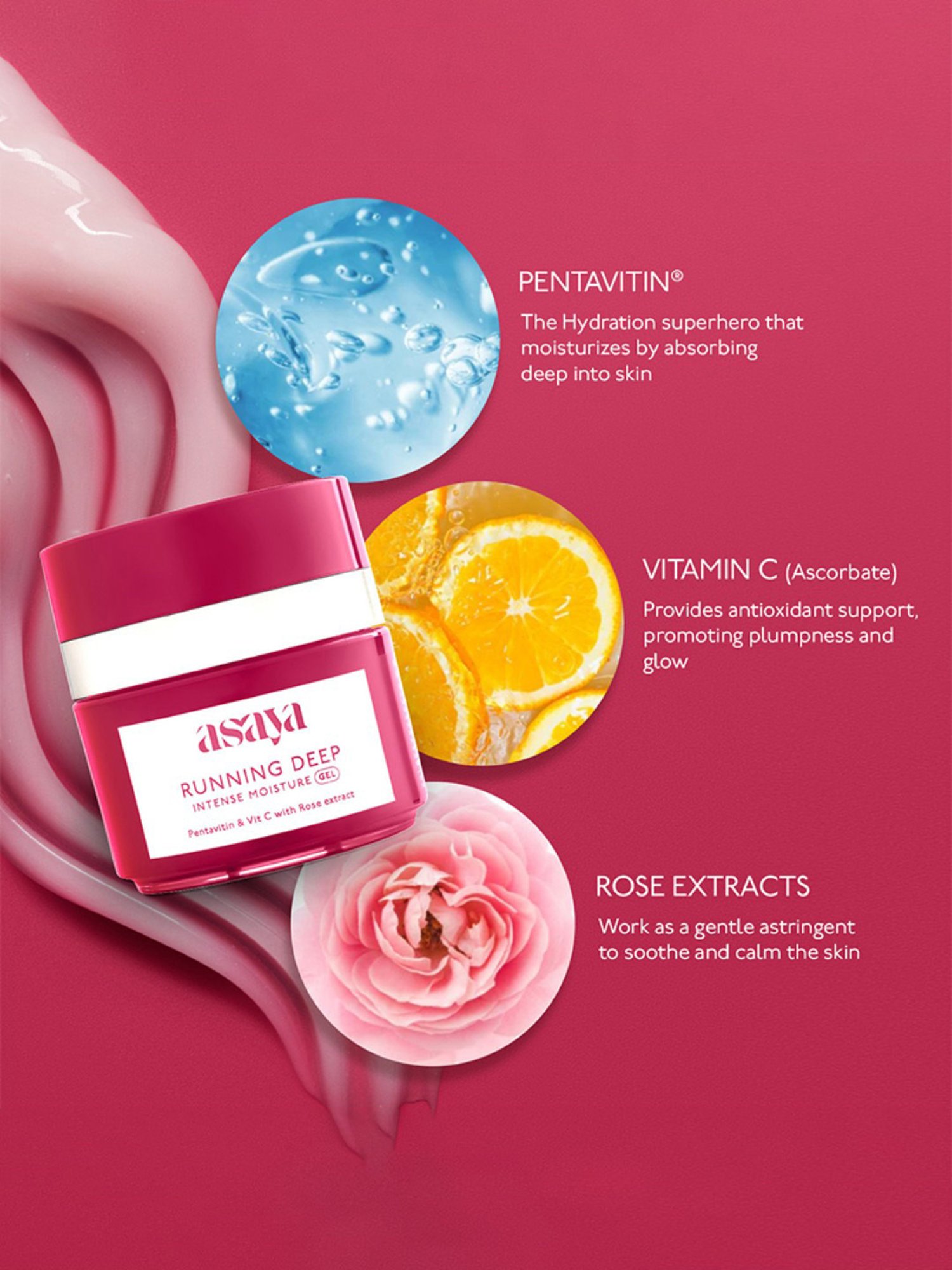 Asaya 72 hr Hydrating Gel Based Moisturizer with Hyaluronic Acid & Vitamin C for Oily Skin  - 50 gm