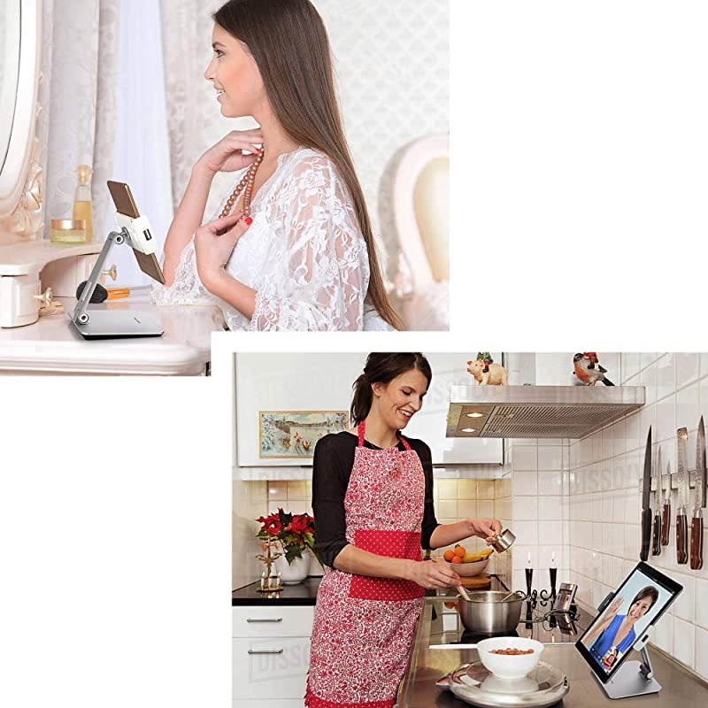 Professional Business POS Tablet Stand Flexible Tablet Mount for Home Office amp Commercial Desktop with 360&deg; Swivel Holders for Any 414quot Display Tablets or Cell Phones Silver