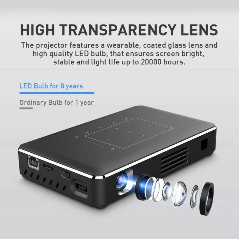 5000 Lumen DLP Android Wifi 4K HD 1080P TOUCH Projector HDMI 2G+16G HDMI USB New