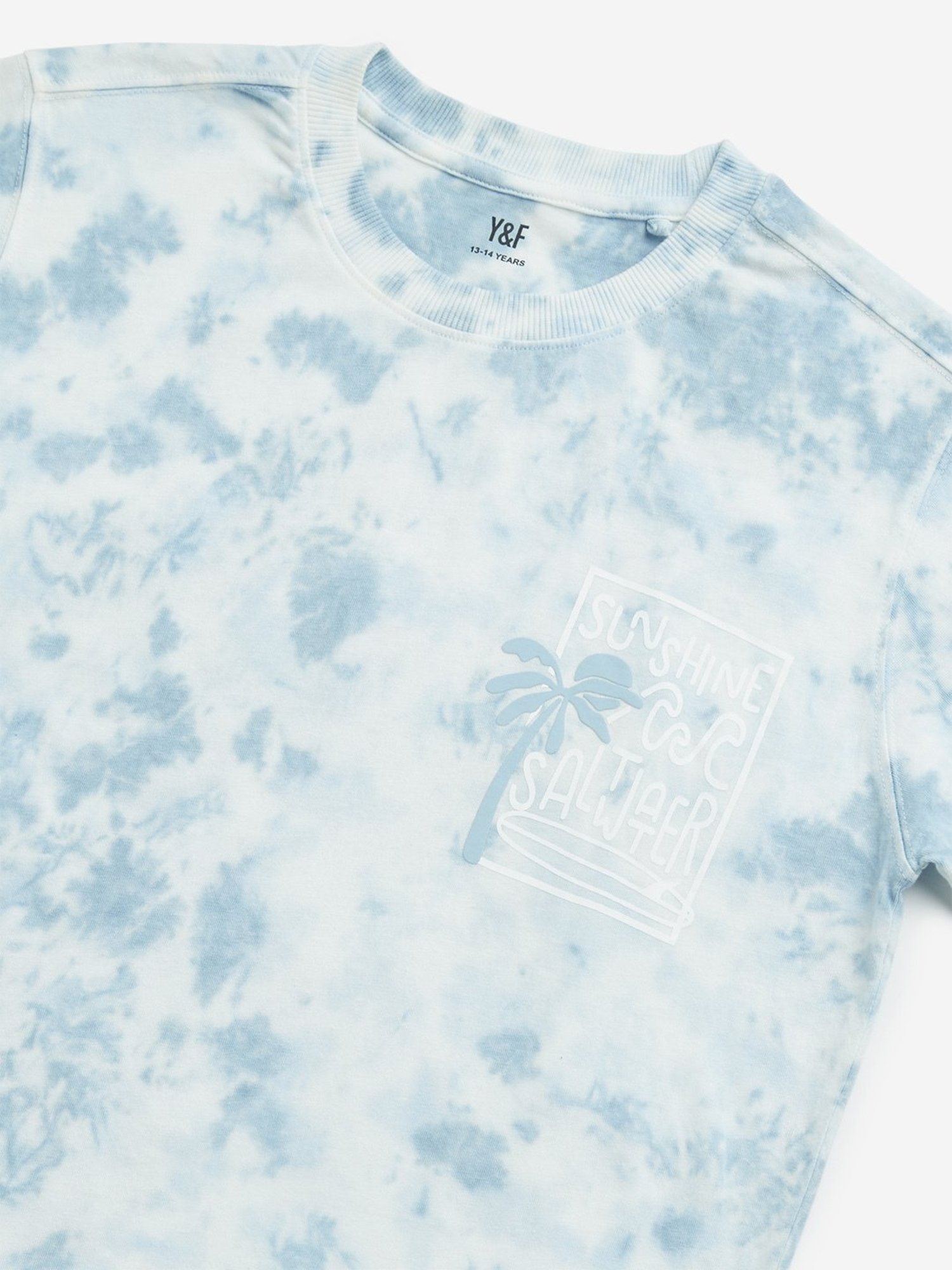 Y&F Kids by Westside Blue Tie-Dye Printed Cotton T-Shirt