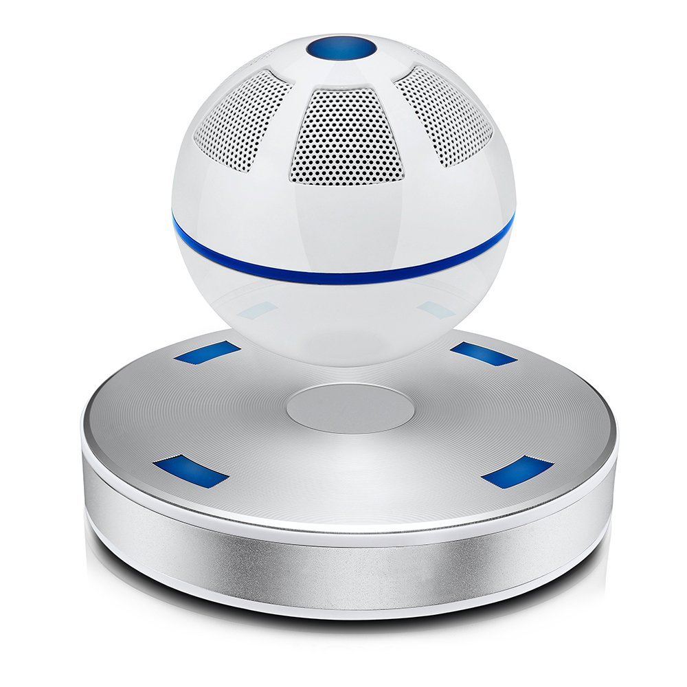 Levitating Bluetooth Speaker, Portable Wireless Magnetic Floating Rotating NFC Function Speaker for iPhone 6 6S Plus 5S 5 5C 4S iPad Air Mini Pro Samsung S6 Edge S5 S4, HTC Tablets PC-White