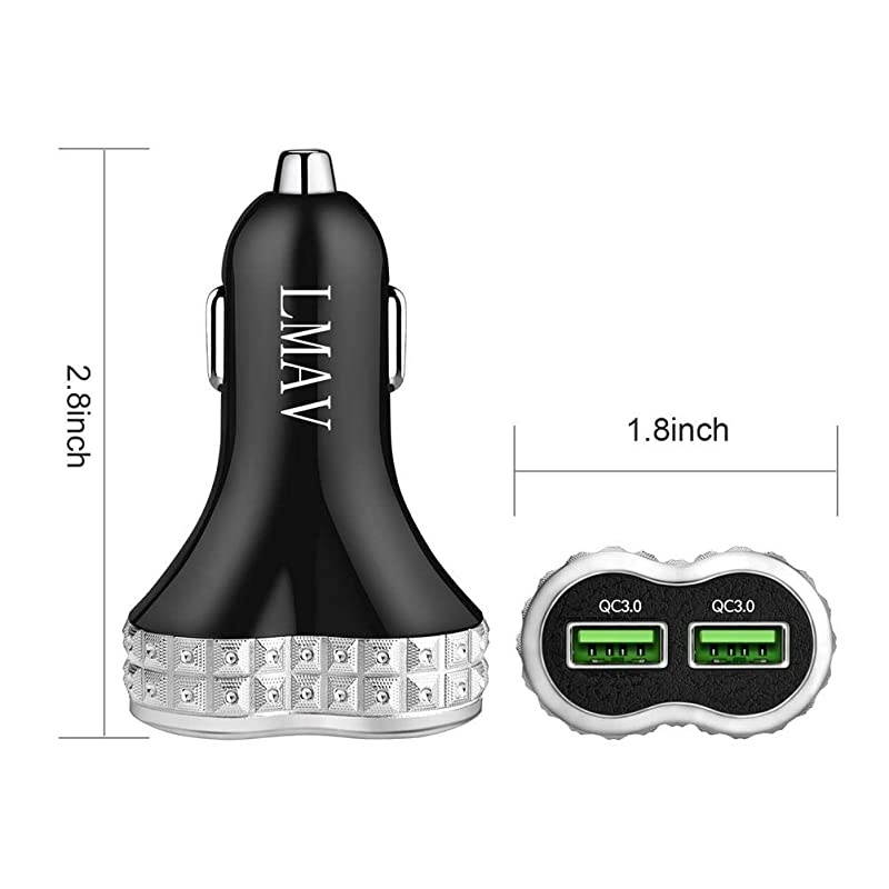 C Car Charger Adapter 40W 6A, PD3.0 20W & QC3.0 20W Car Phone Charger Fast Charging Compatible with iPhone 12/11, Samsung Galaxy S20/Note 20, LG, Tablets, Pixel and More.