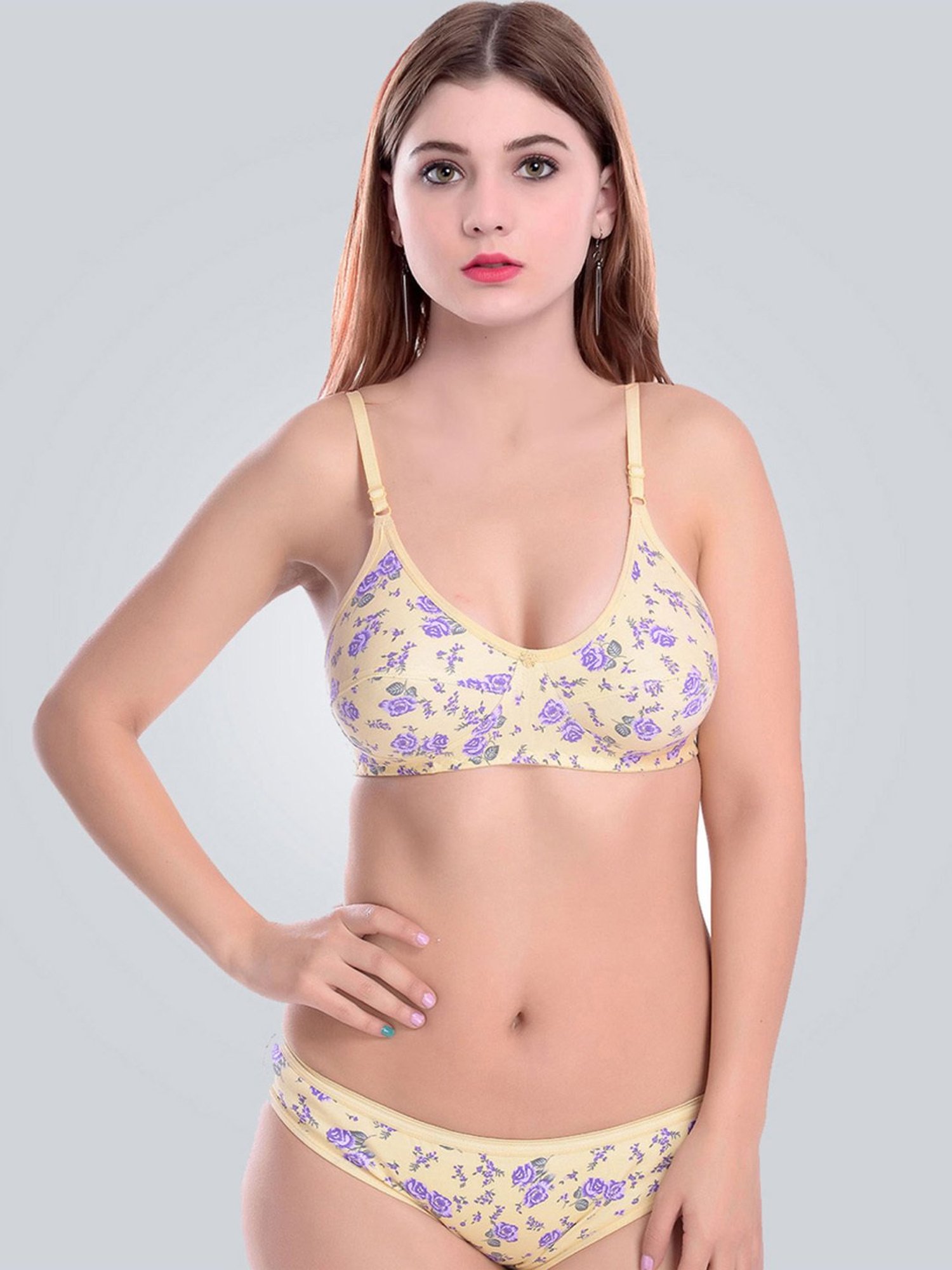 mod & shy Black Self Pattern Lingerie Set