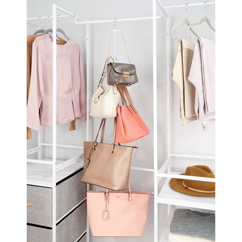 mDesign Aluminum Over Closet Rod Hanging Handbag Organizer, 2 Pack -  Silver