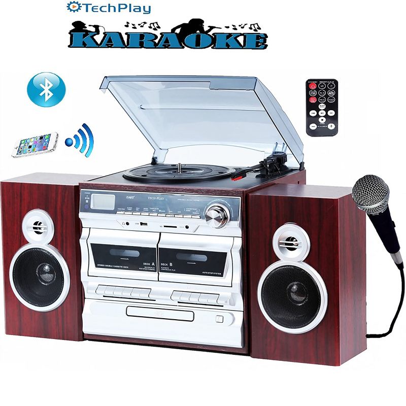 TechPlach High Power 30W, 3-Speed Turntable with Karaoke