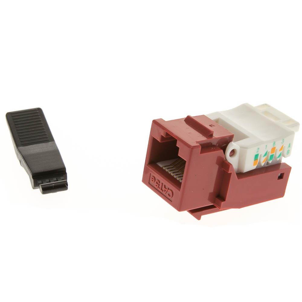 CableWholesale 311-120RD Cat 5e Keystone Jack  Red  Toolless  RJ45 Female