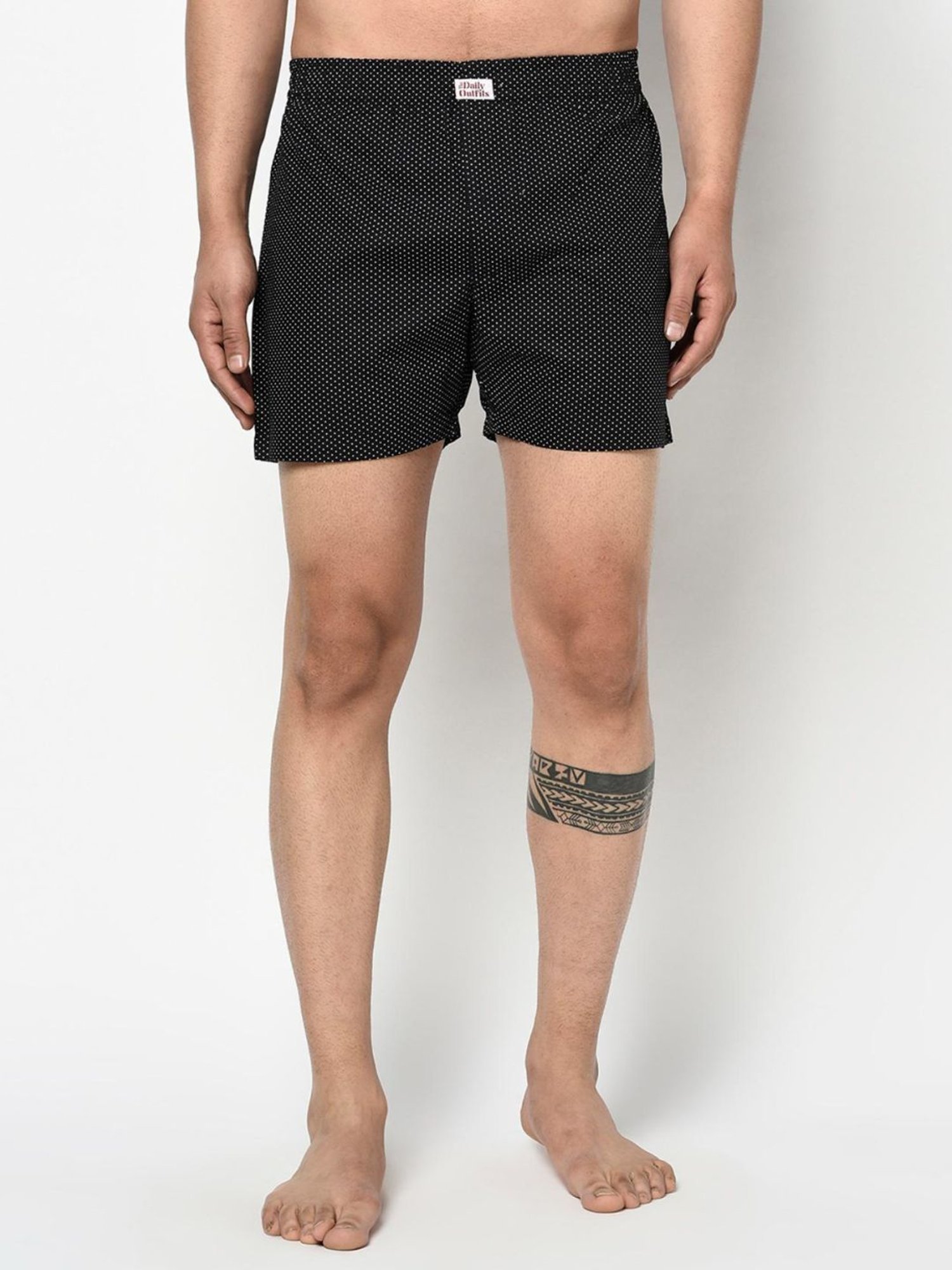 The Daily Outfits Black Cotton Regular Fit Polka Dots Boxers
