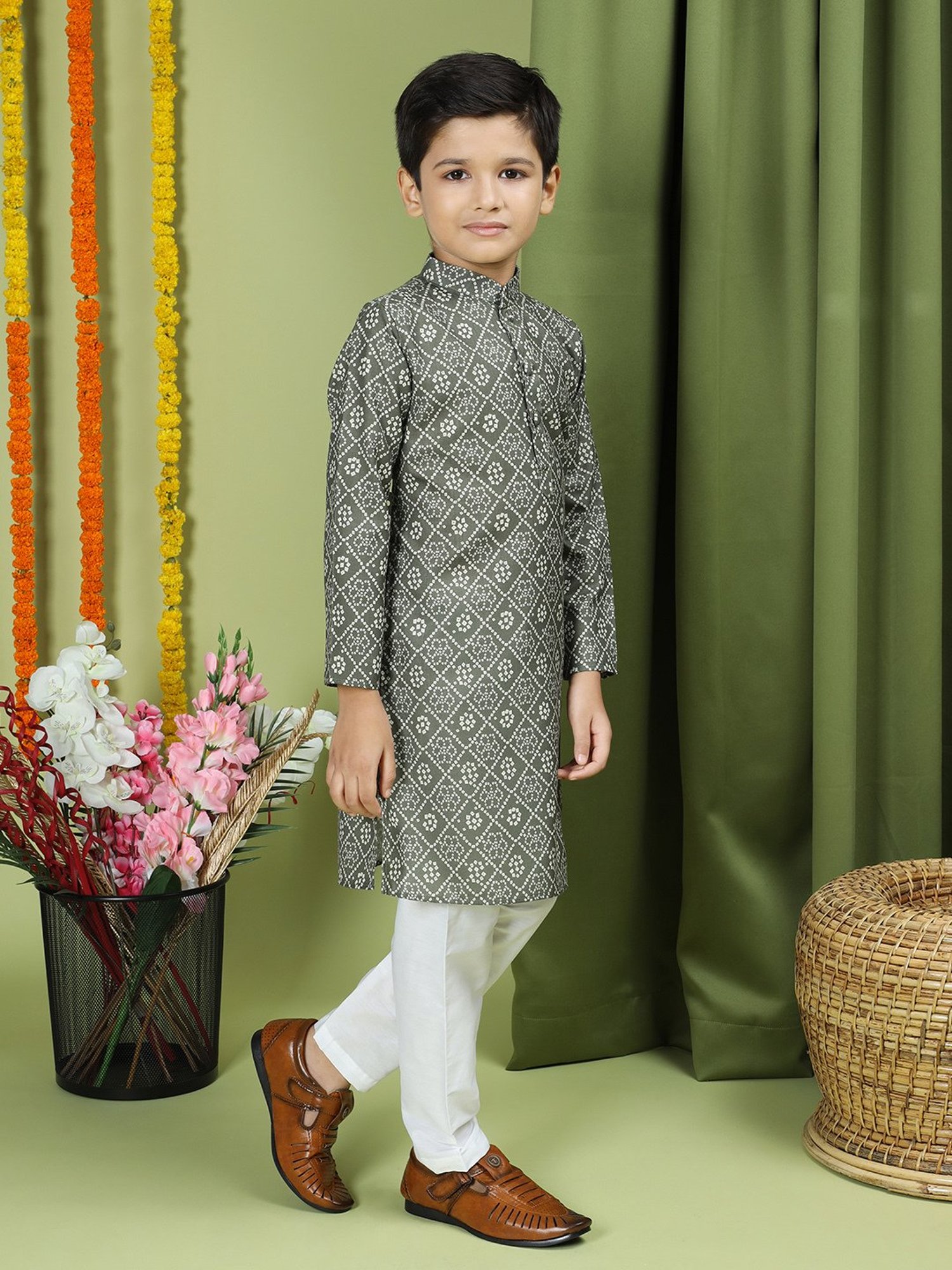 KISAH Kids Multicolor Cotton Printed Full Sleeves Kurta