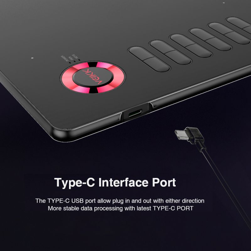 VEIKK Drawing Tablet A15 Graphic Tablet 10x6 inches Digital Drawing Tablet with 8192 Induction Levels 5080 LPI Black Button