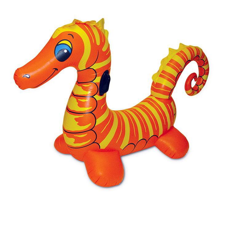 Swim Central 75" Ride-On Jumbo Seahorse 1-Person Inflatable Swimming Pool Float - Orange/Yellow