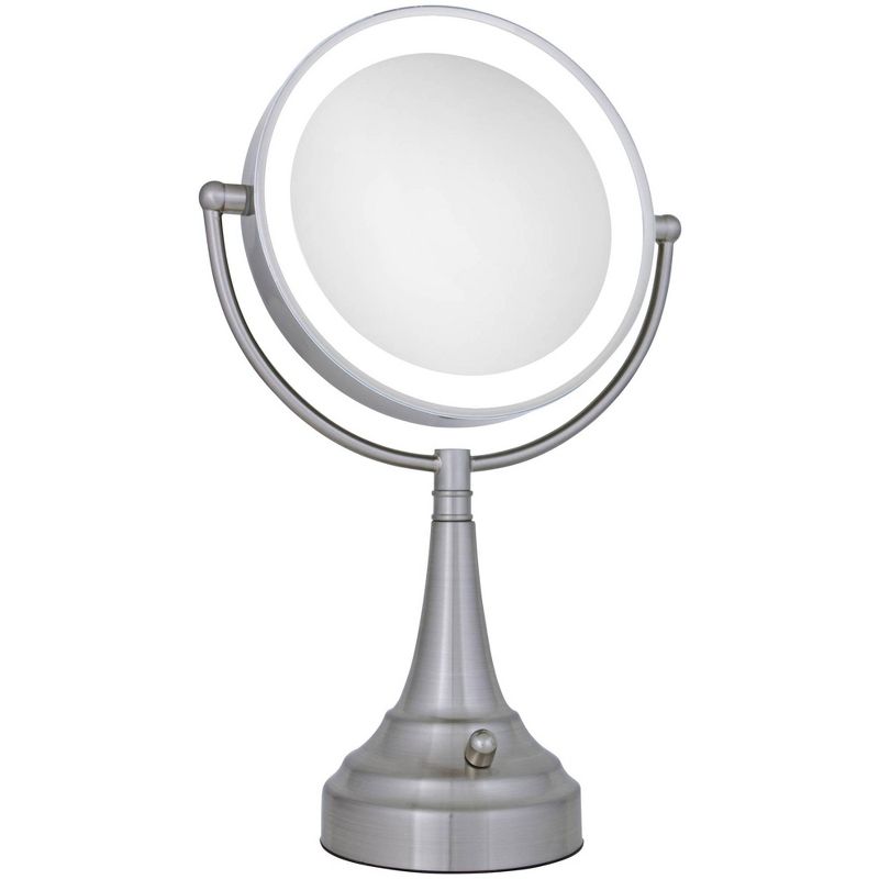 Zadro Satin Nickel Double-Sided Round LED Vanity Mirror