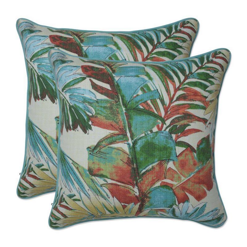 2pc 16.5" Outdoor/Indoor Throw Pillow Set Sengala Teal Blue - Pillow Perfect