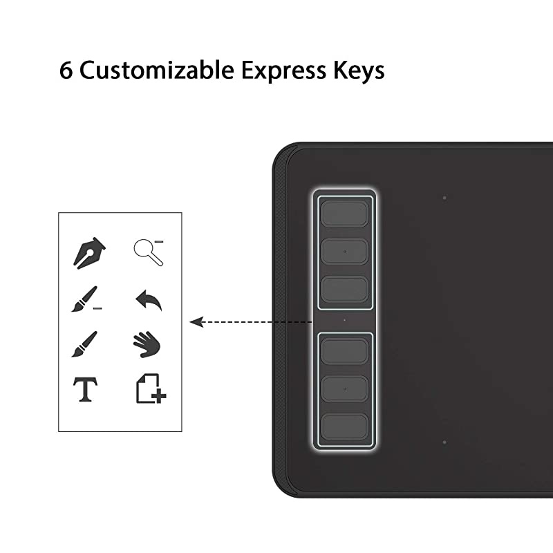 H640P Graphic Tablets OSU Drawing Tablet with 6 Shortcut Keys BatteryFree Stylus 8192 Pressure Sensitivity Compatible with Mac PC or Android Mobile