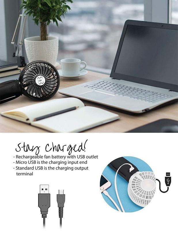 BuggyGear Handheld Mini Fan Portable - USB Rechargeable Battery Operated for Stroller Bike Beach Travel Desk Office Makeup Turbo Cool Indoor Outdoor Air