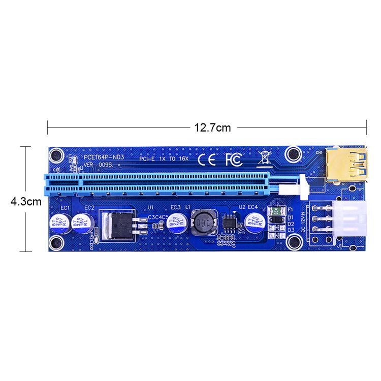 6 Set PCI-E Riser Card for Bitcoin-Litecoin-ETH Coin PCIe Powered Riser Adapter USB 3.0 VER 009S Mining Extender Card PCI-E to SATA Power Cable-GPU Riser Adapter-Ethereum Mining ETH
