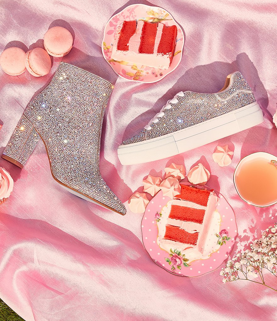 Blue by Betsey Johnson Cady Rhinestone Embellished Block Heel Booties