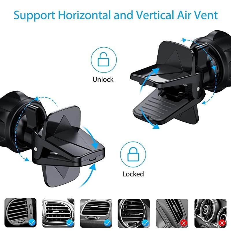iPhone Wireless Car Charger, Cell Phone Mount Holder Auto Clamping Compatible with iPhone X/XS/XS Max/XR/8/8Plus/Samsung S10/S10+/S10e/S9/S9+/S8/S8+ and etc.