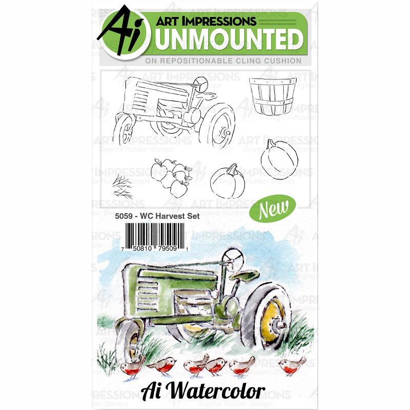 Art Impressions Watercolor Cling Rubber Stamps-Harvest