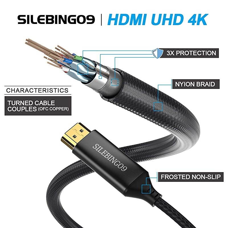 Displayport to HDMI  Nylon Braided 3FT 4K UniDirectional DP to HDMI Cable Compatible with Most Monitors
