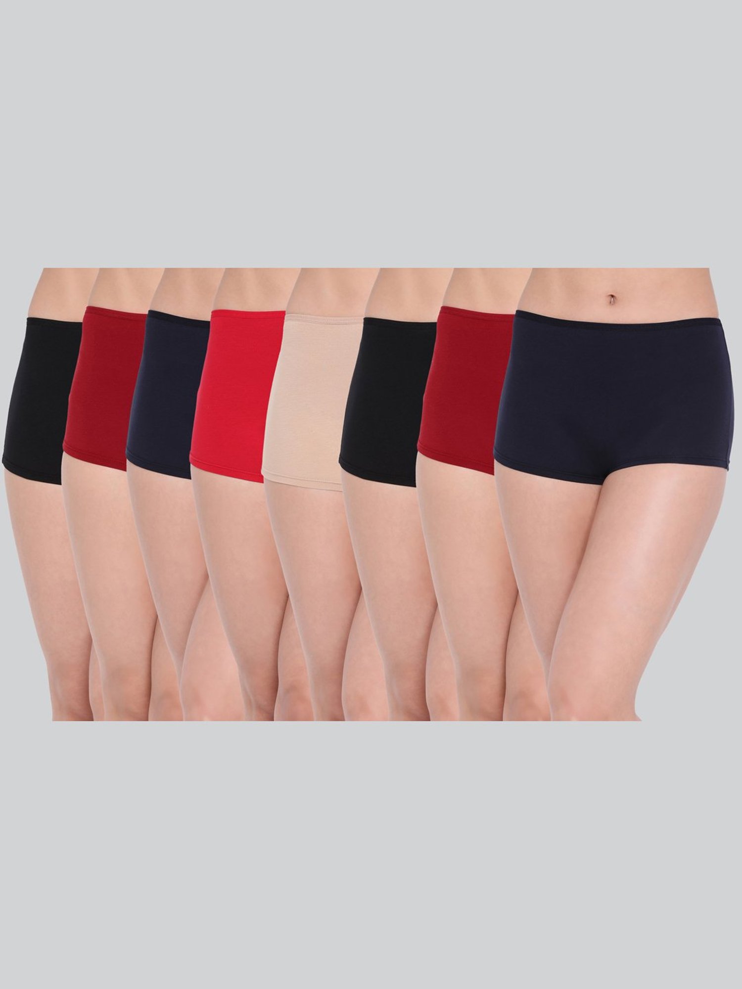 Lyra Assorted Color Cotton Boy Shorts Panties - Pack Of 8