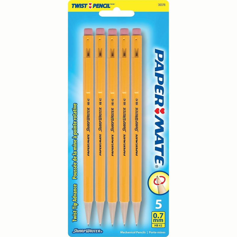 Paper Mate Mechanical Pencil .7mm Twist to Advance/Retract Lead Yellow 30376BPP