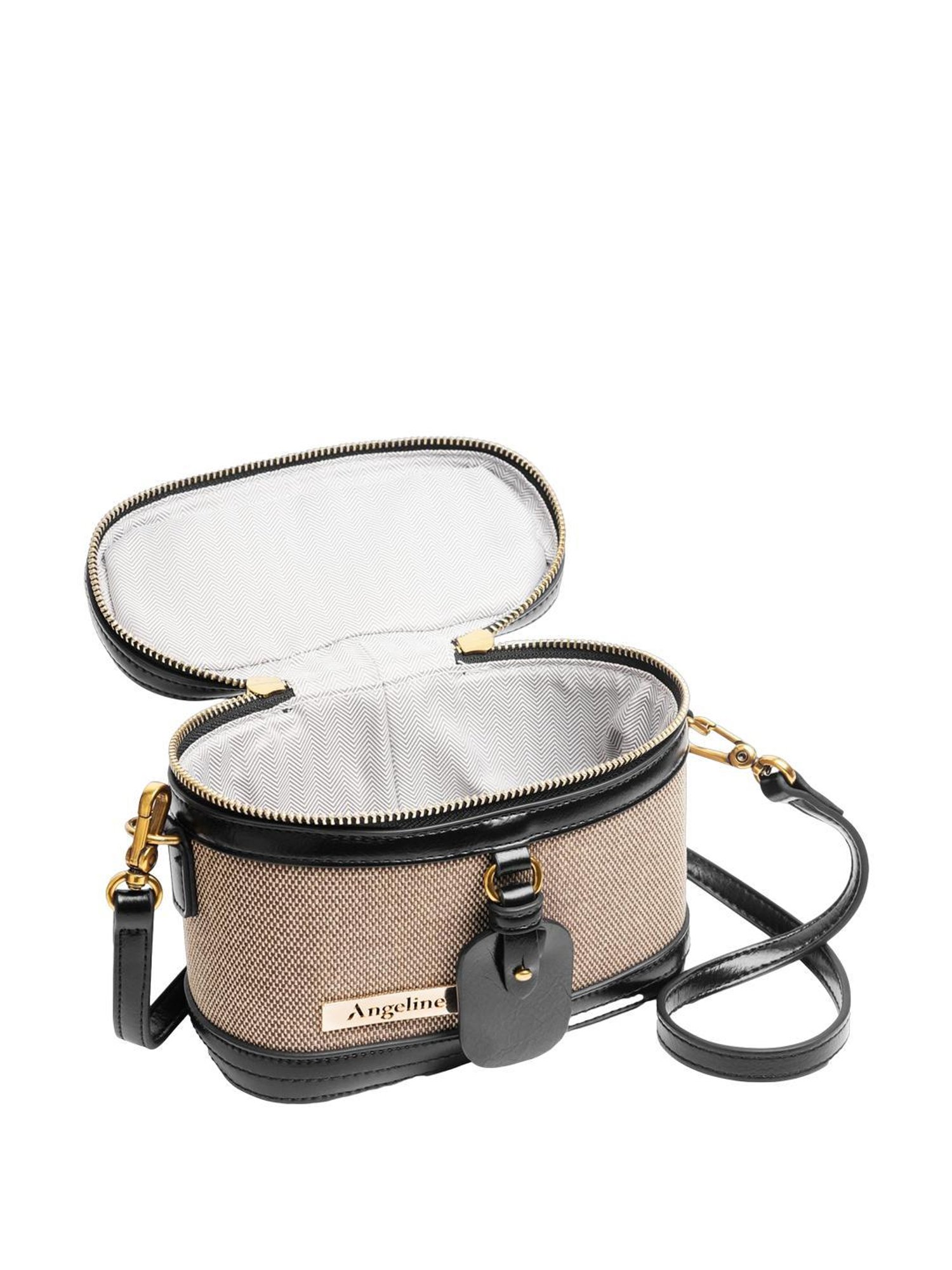 Angeline Black Textured Medium Handbag