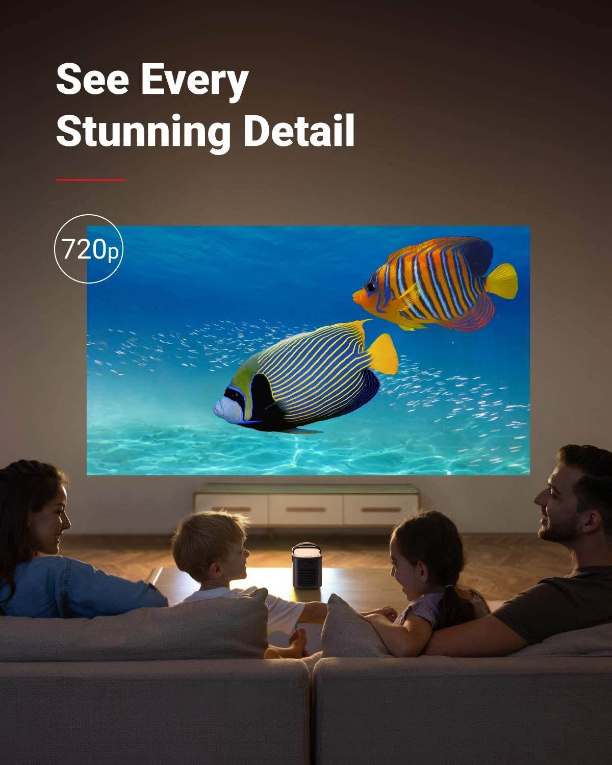 Nebula by Anker Mars II Pro 500 ANSI Lumen Portable Projector, Black, 720p Image, Video Projector, 30 to 150 Inch Image TV Projector, Movie Projector
