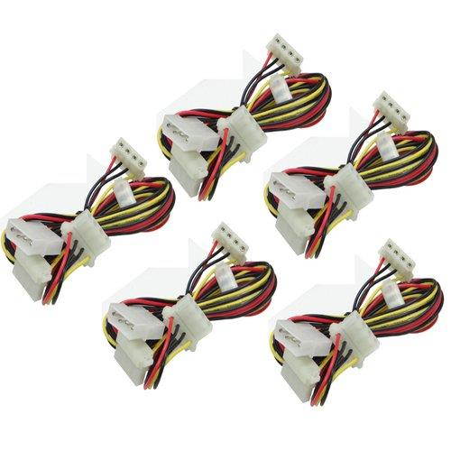 Akust L-shape Big-4-pin Male to 2 x 4pin Female Power Cable 22 Inch 5 PCS