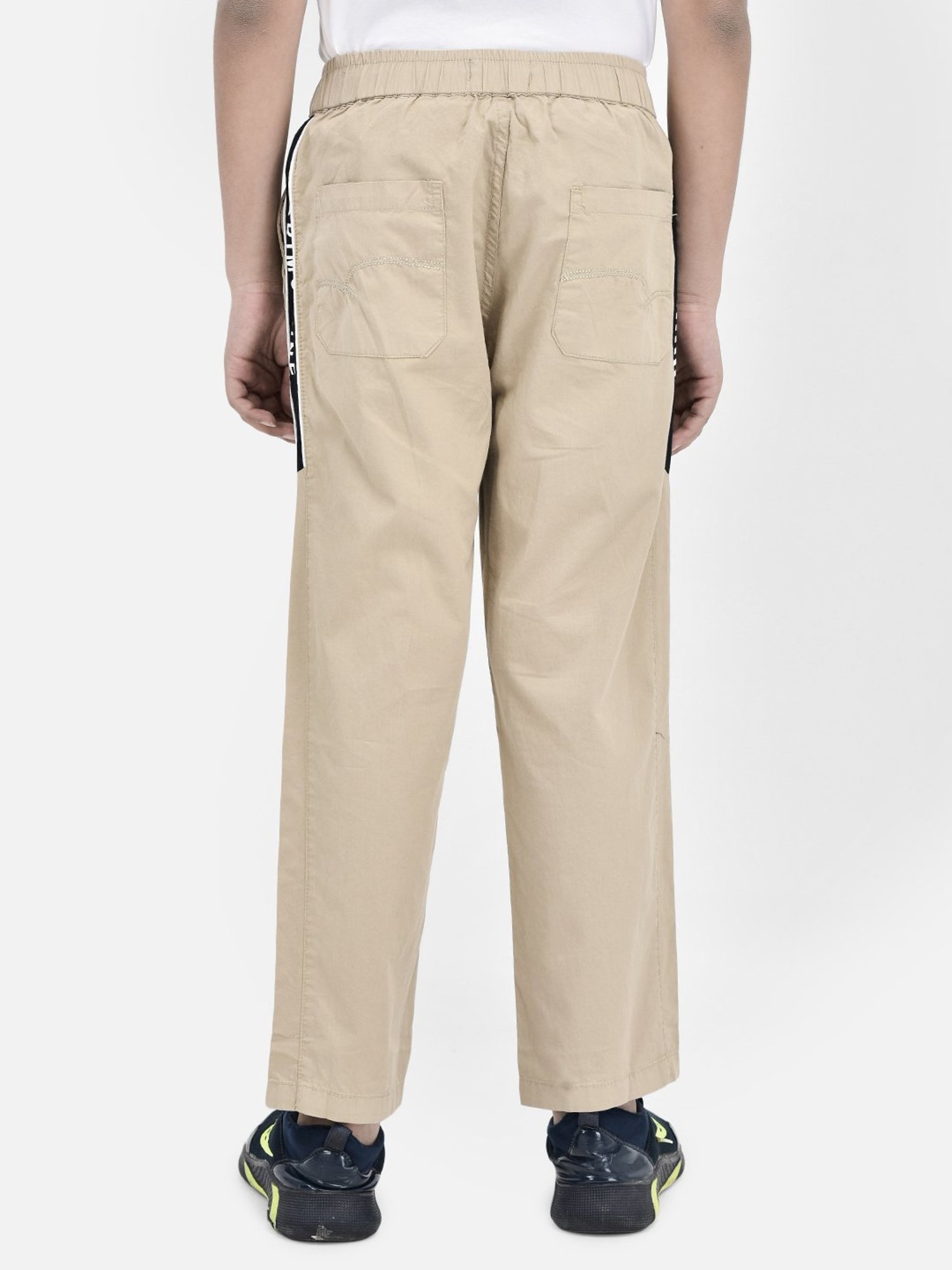 Crimsoune Club Boys Beige Solid Trackpants