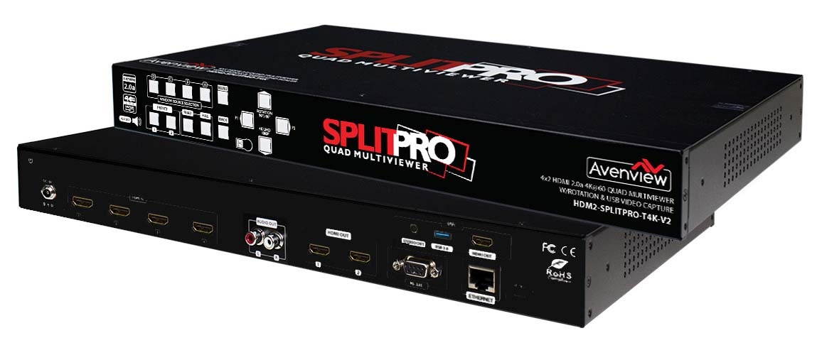 Avenview HDM2-SPLITPRO-T4K-V2 HDMI 2.0a 4K@60 Quad Multiviewer w/3-Yr Warranty