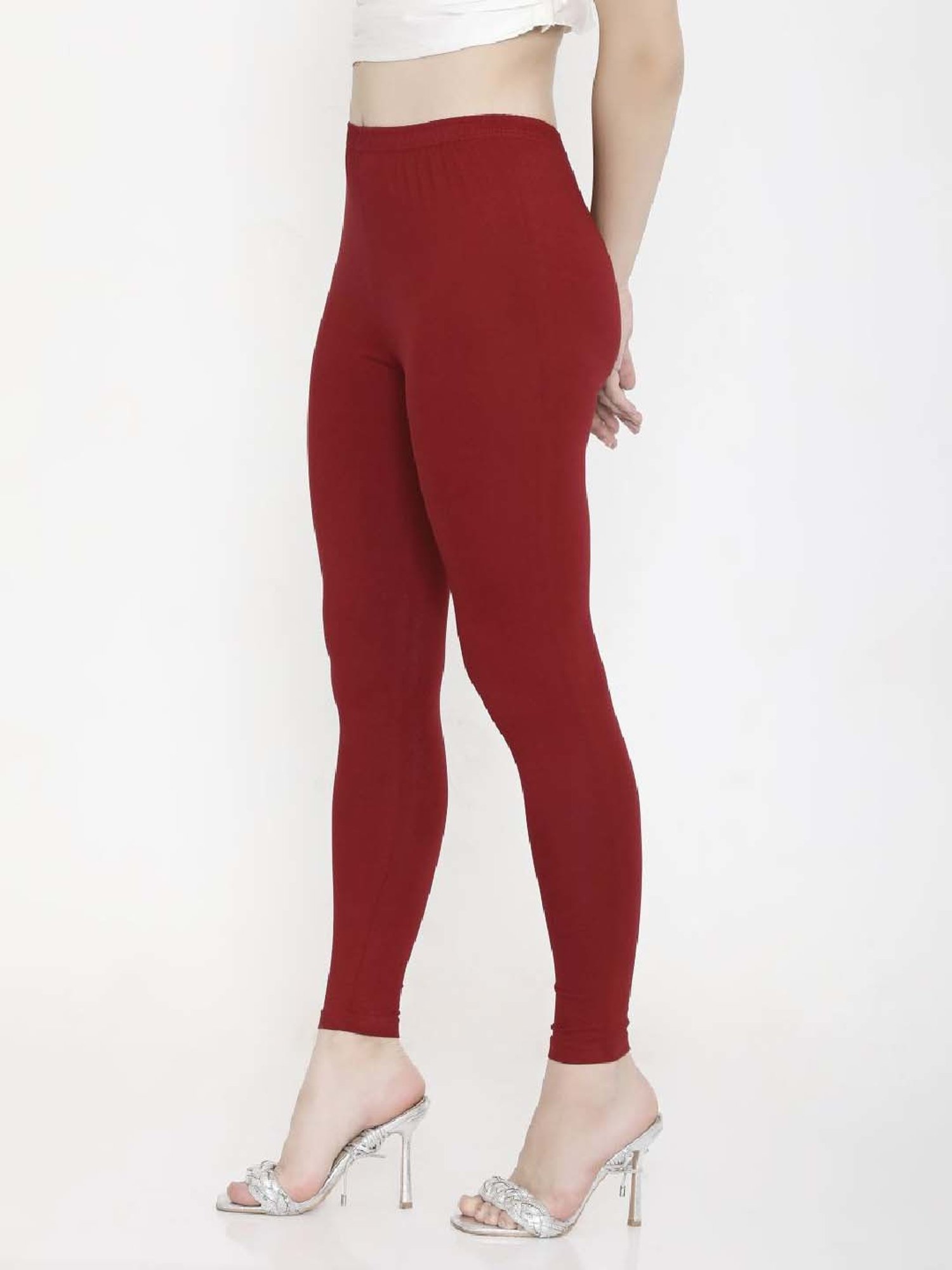 FEELINGS Maroon Plain Leggings