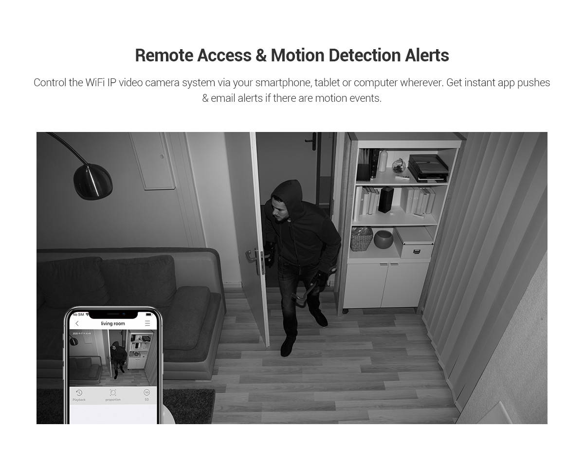 SANNCE 8CH Super HD Wireless IP Security Camera System with 3MP WiFi Cameras 100 ft Night Vision H.264+ Stream Remote Access & Smart Motion Alerts Built-in Mic AI Human Detection IP66 Waterproof-2TB