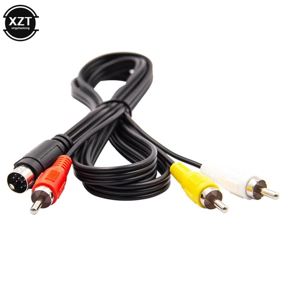 1pcs Retro-bit AV RCA Audio Video Cable For Sega Genesis 2 3 II III Connection Cord 3RCA to 9 pin Nickel Plated Plug Game Cable