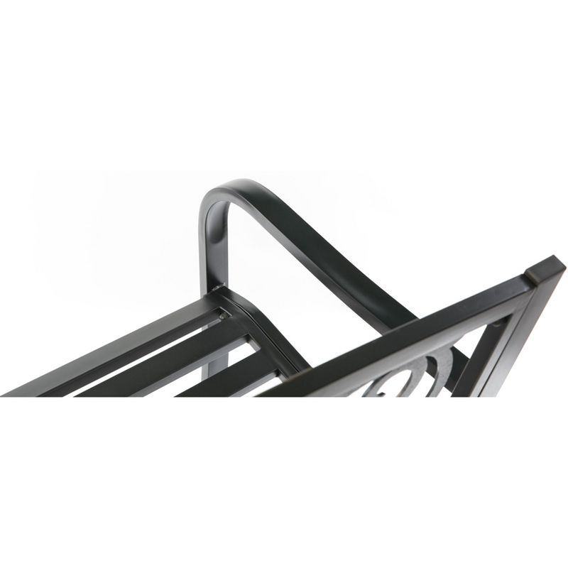 Gardenised Steel Outdoor Patio Garden Park Bench with Cast Iron "Welcome" Backrest