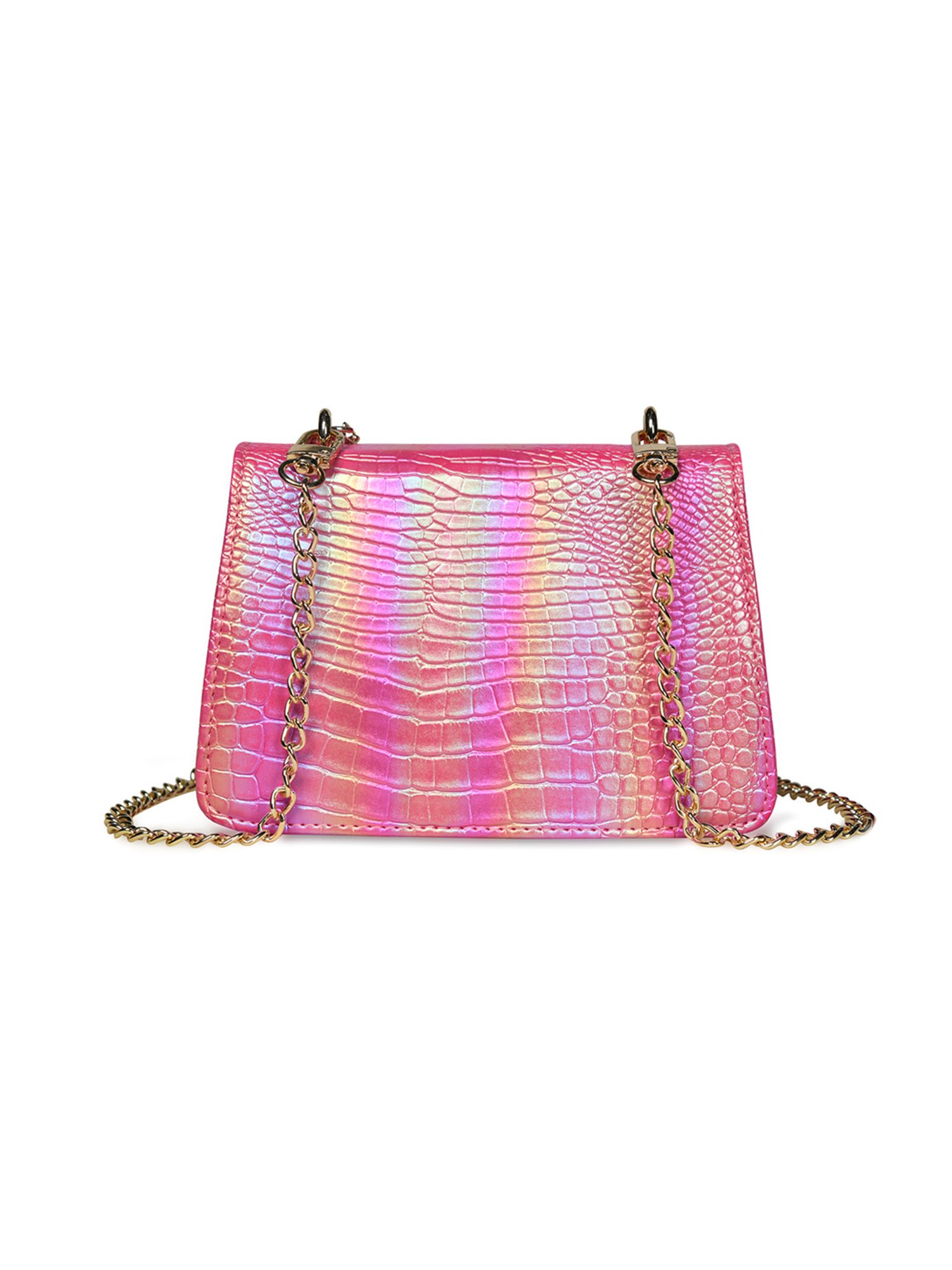 PELLE LUXUR Dark Pink Animal Effect Small Shoulder Bag