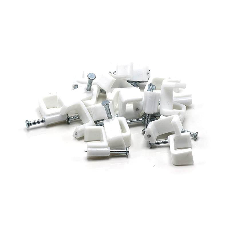 Twin or Siamese Coaxial Cable Clips Cat6 Electrical Wire Cable Clip 12 in Nail Clip and Fastener White 50 Pieces per Bag
