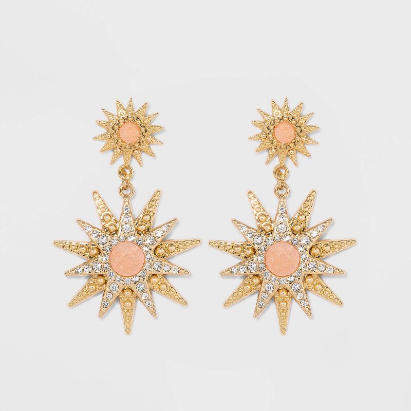 SUGARFIX by BaubleBar Celestial Drop Earrings - Blush Pink/Gold